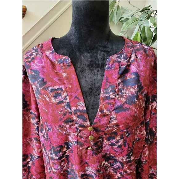 Time And Tru Women Multicolor Polyester V-Neck Long Sleeve Casual Top Blouse 22 - Picture 11 of 12